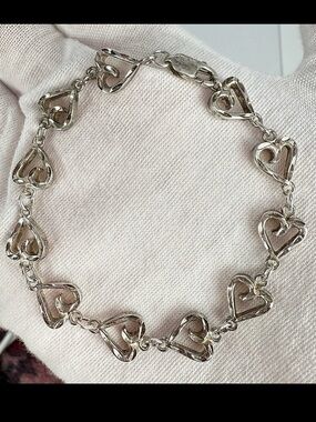 Silver Heart Link Bracelet - Women Jewelry